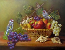 Натюрморт с фруктами и птицами